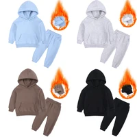 1-13Year Kids Boy Girl Hoodie Sport Suit Winter Clothing Set Children Fleece Solid Long Sleeve Tracksuit Casual Baby Sportswear