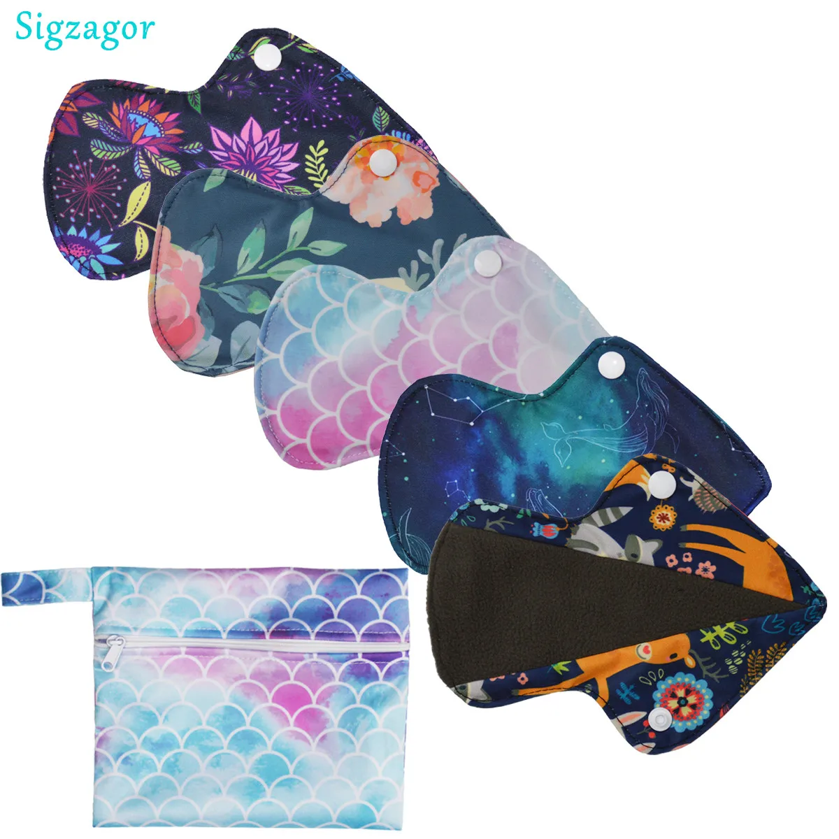 Sanitary Pads Thong Panty Liner XXS Cloth Menstrual Pad Reusable Washable Bamboo CHARCOAL Sanitary Wet Bags 1