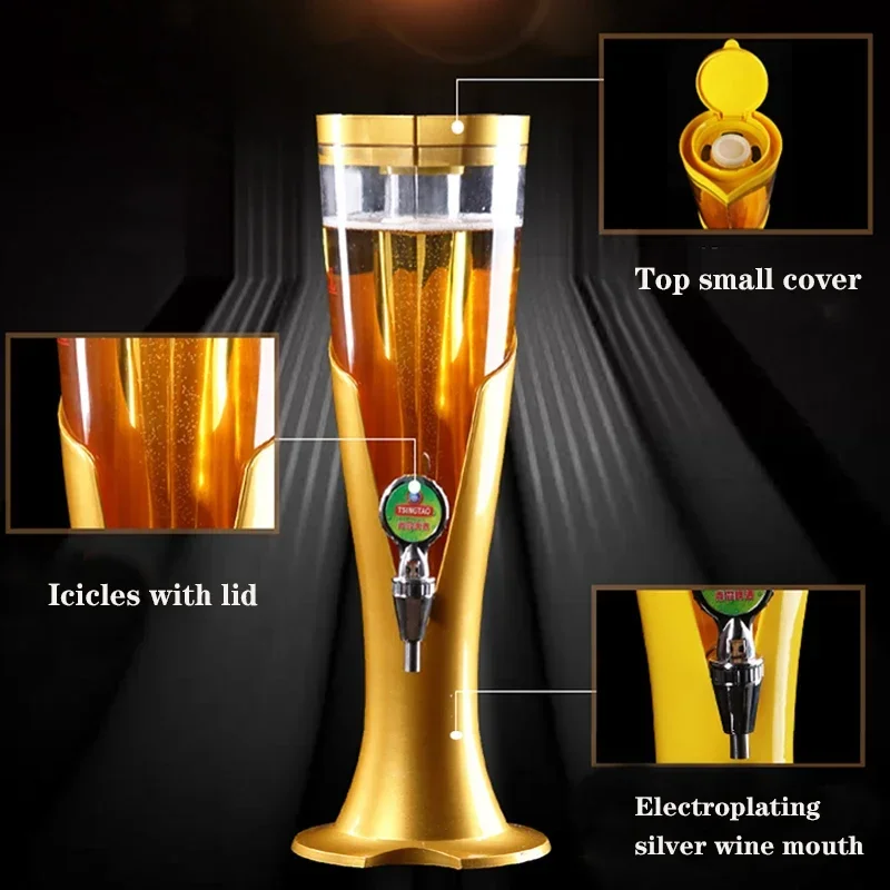 3 Liter Wine Cannon Wine Rack Beer Beverage Machine Cold Drink Machines Juice Container With Icicle Lights Party Bar Tools