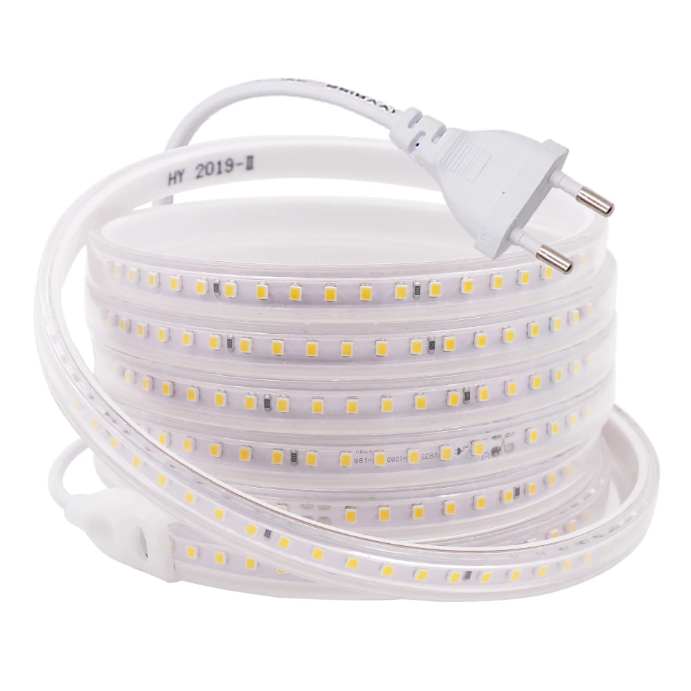 

2835 LED Strip Light EU 220V 120LEDs/m Flexible LED Tape Diode SMD 5050 3014 IP67 Waterproof Luces Led Lamp White Warm White