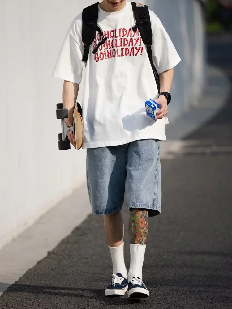 Denim Shorts Men's Jeans Blue Denim Jorts Baggy Harajuku Pants Streetwear Y2k Unisex Oversize Korean Fashion Vintage Summer