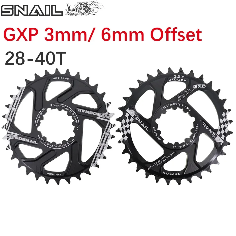 

Snail GXP Chainring Round 3mm 6mm offset for Sram Eagle 28 30 32 34 36 38 40t Tooth wheel X9 X0 XX1 XO1 Mountain MTB Bike BB30