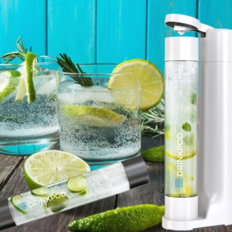 Fizzpod Soda Maker Home Soda CarbonationFizzy Bubbly Drink Machine with 3 PET Bottles 3 Caps 1 Carbonator Cap and Manual Coffee