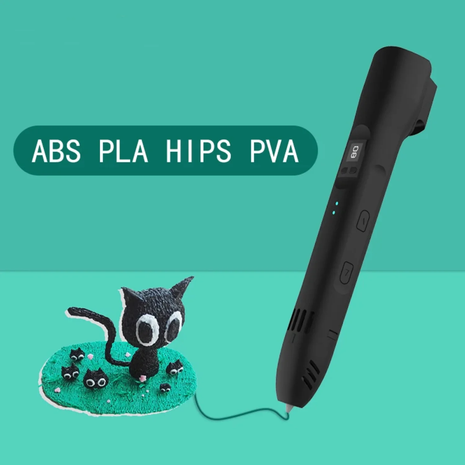 3D Pen Supports ABS PLA HIPS PVA 60-245 Degrees Celsius Range Temperature Adjustable LCD Display 8-Speed Regulation