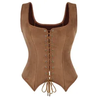 Corset en daim Vintage pour femmes médiévales, haut de Pirate victorien, gilet de dame, Costume de Cosplay Renaissance d'halloween 3