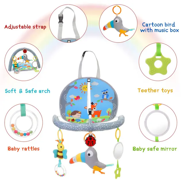 Car Seat Toys for Baby Pedal Piano Adjustable Car Seat Activity