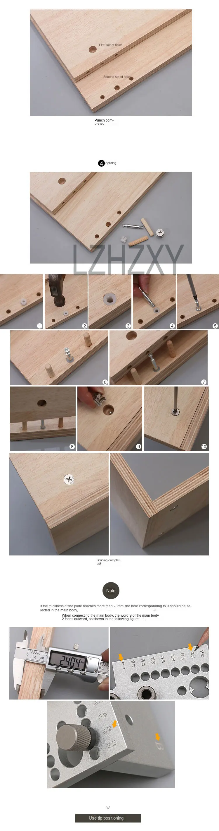 Adjustable Multi Row Puncher 3-in-1 Woodworking Positioner Drawer Drilling Tool