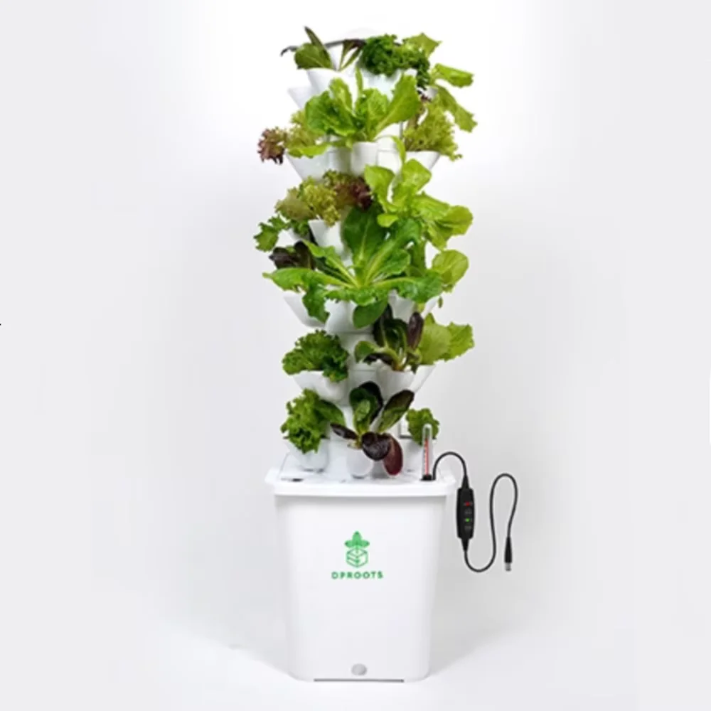 DPROOTS 30 Pods Indoor Vertical Hydroponics Growing Tower System for Herbs Vegetables Self-Watering Planting System