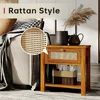 Nightstands Set , End Tables with Rattan Decor Drawers, Bedside Tables in Boho Style, Side Tables with Storage Shelf 4