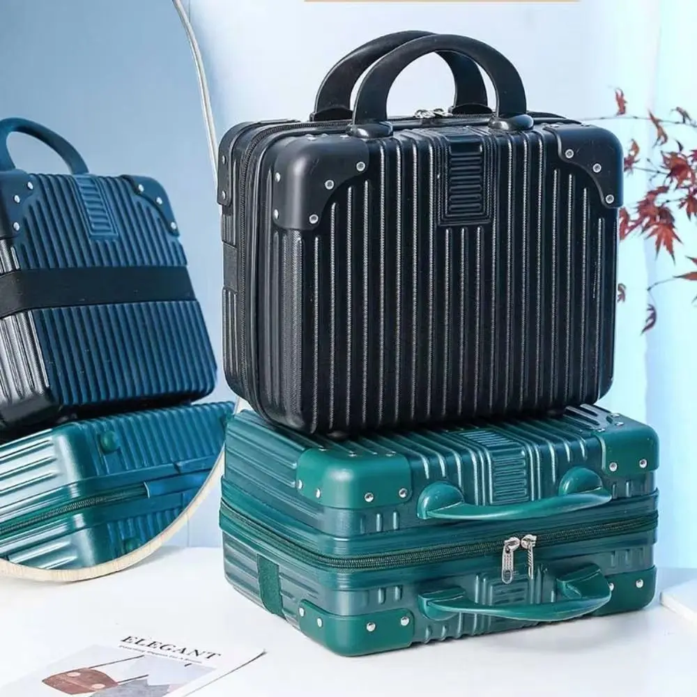 Retro Makeup Travel Case Square Mini Handheld Suitcase With Strap_voghion.com