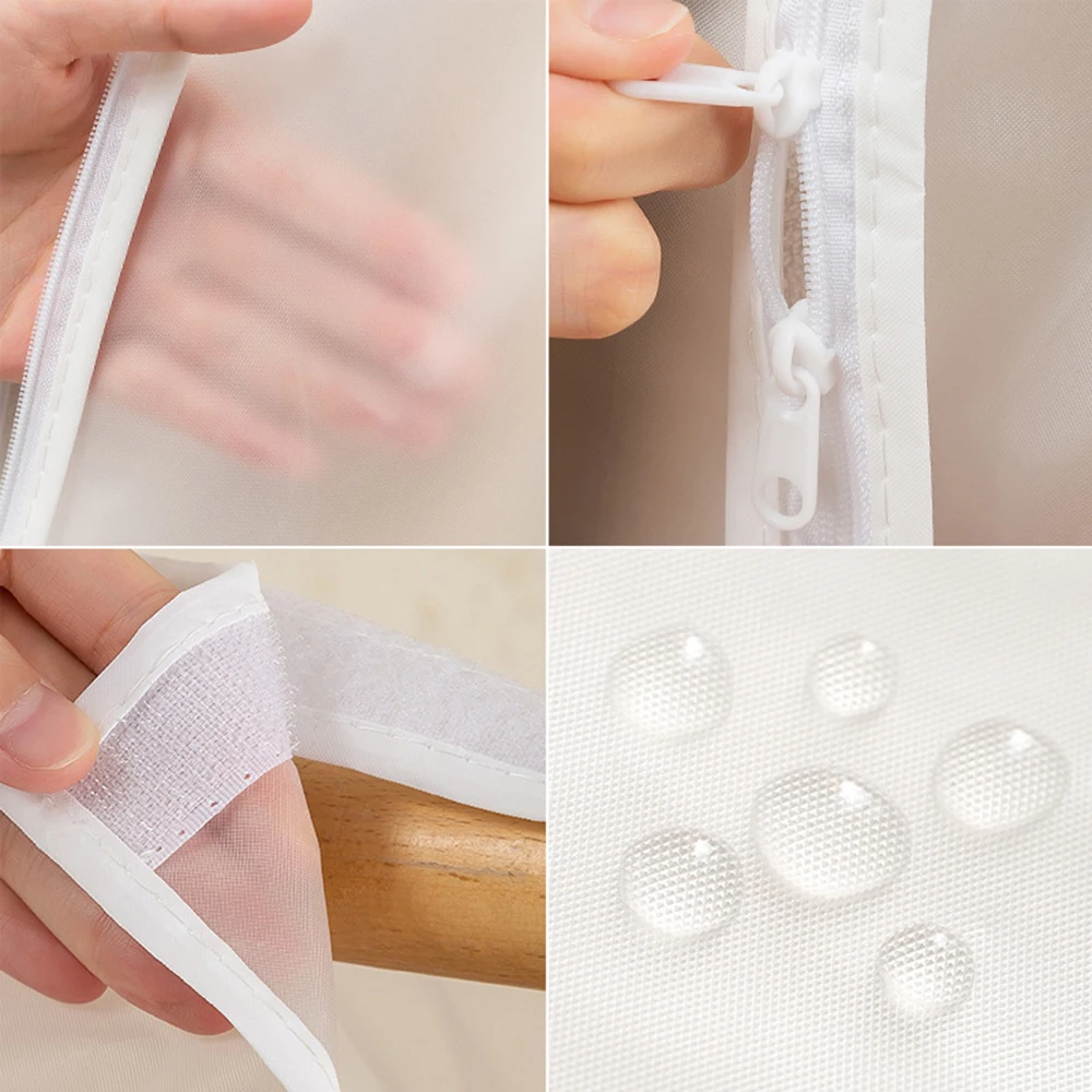 Clothes Dustproof Bag 1PC Vertical Clothing Dust Cover Transparent Washable Hanging Bag Household Hanging Thick Coat Suit Dust Bag