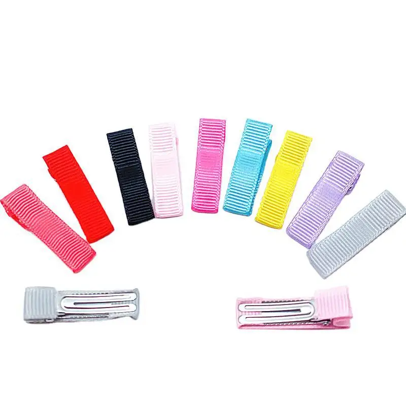 

3.5cm Colorful Fabric Hair Clip Base Kids Hairpin Accessories Ribbed Webbing Hairclips Setting for Diy Making 100pcs