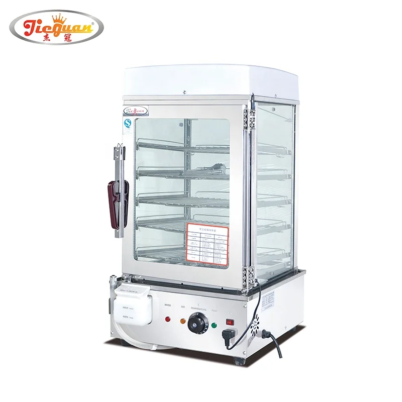 Commercial glass 5 layer Electric Food Display  showcase Bun Steamer customized product、glass display cabinets jewellery showcase