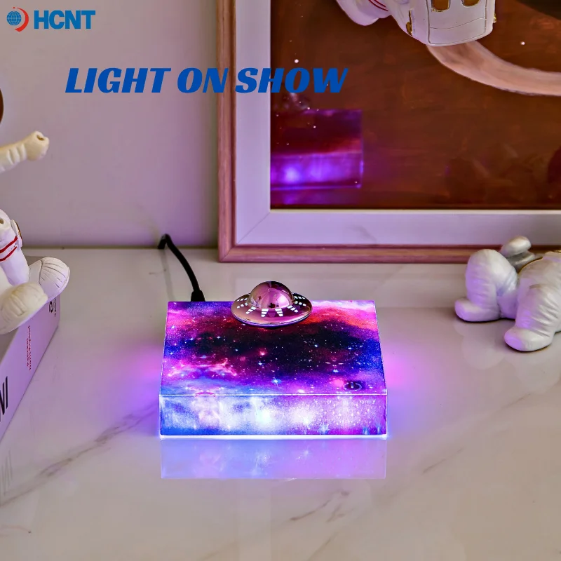 Levitating UFO Galaxy Lamp - Magnetic Floating Spaceship With RGB Colors & 360° Rotation For Desk Decor