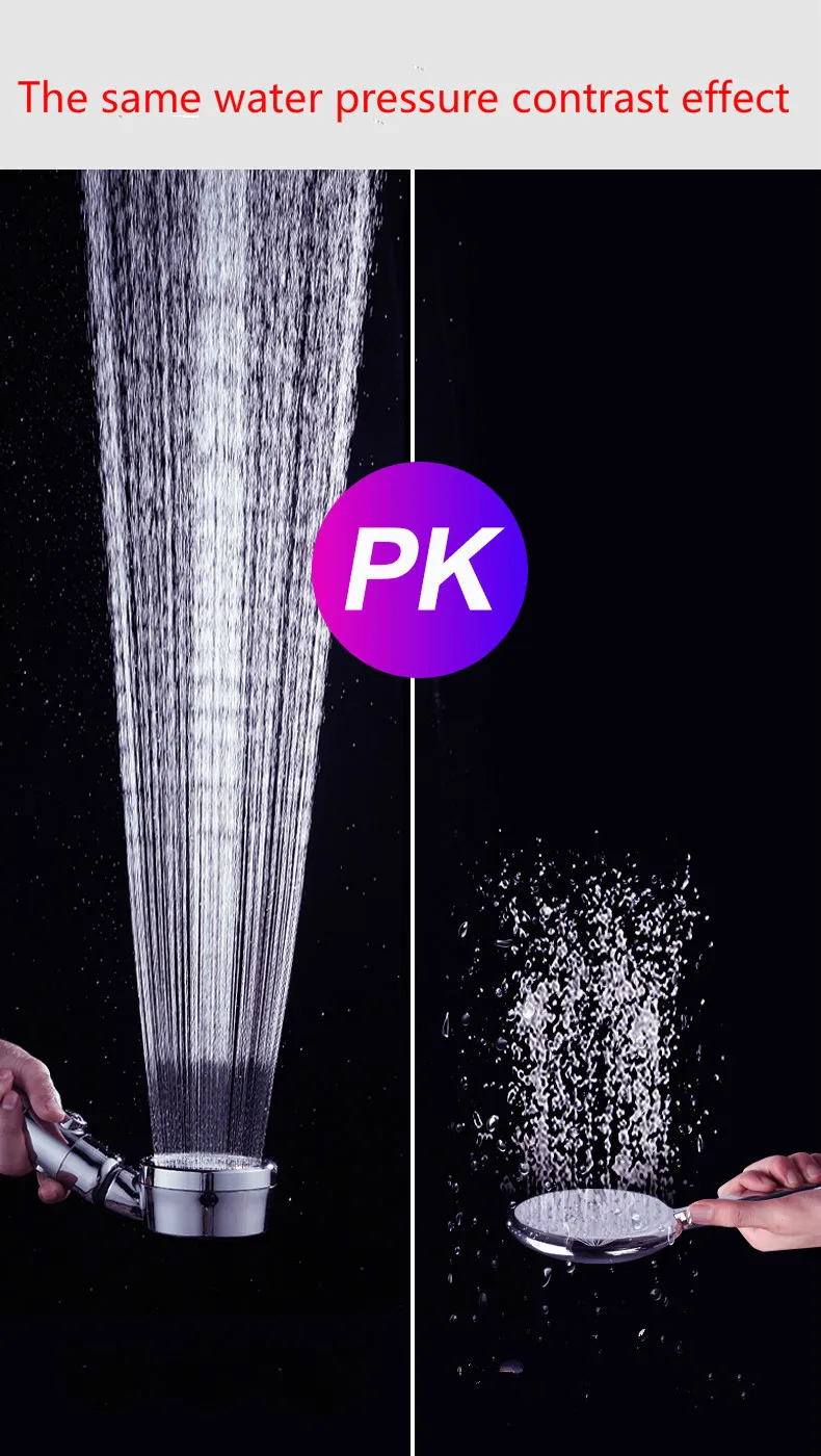 One-key water-stop shaking head three-gear pressurized water-saving hand-held shower head shower high-pressure