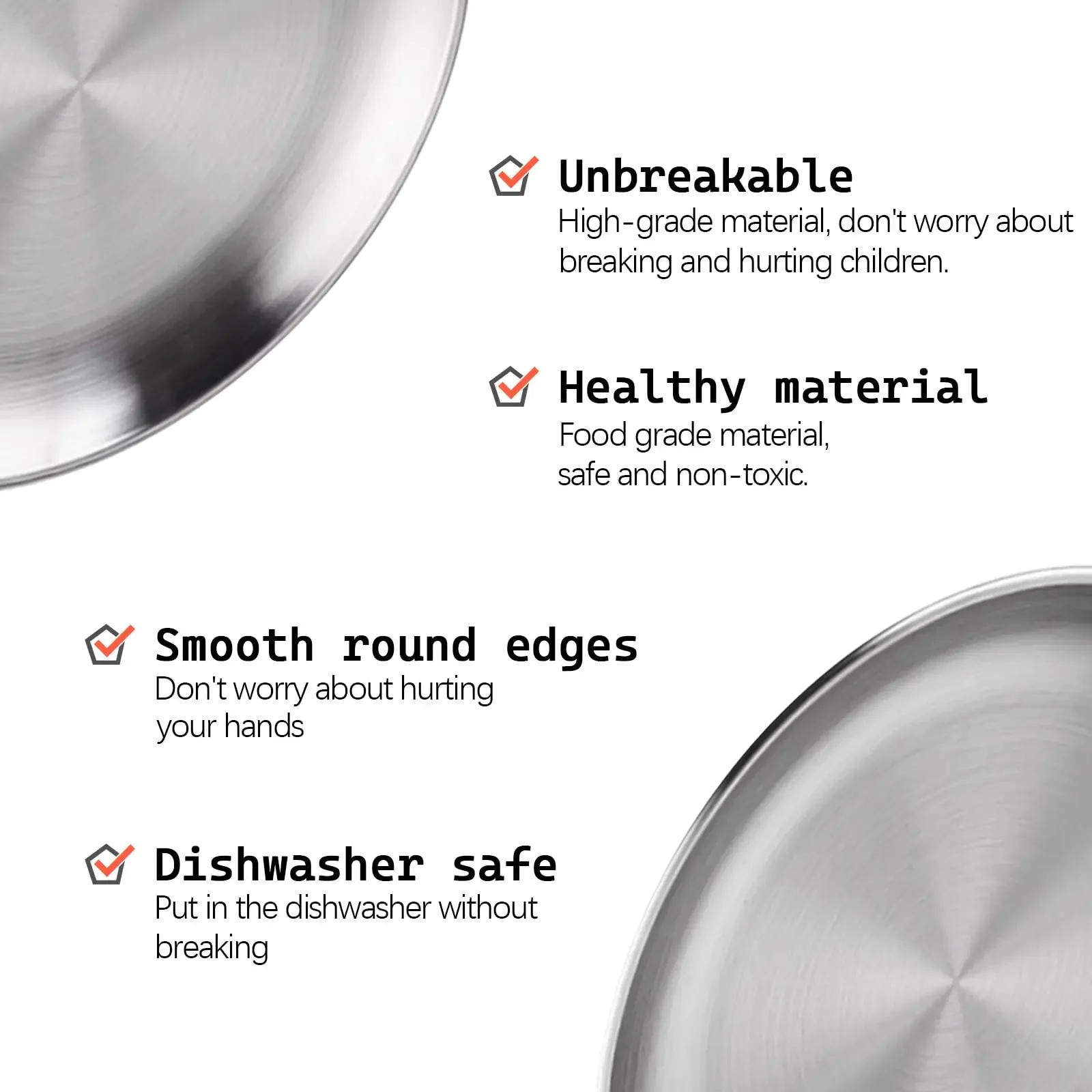 Round Metal Dish 4 Pack 20cm for BBQ Snack Salad Stainless Steel 304 Serving Dinner Plates dining dish