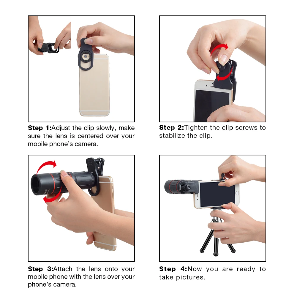 APEXEL 18X25 Monocular Zoom Telephoto Mobile Phone Lens With Tripod For Camping Tourism Portable Spotting Scope Mini Telescope 4