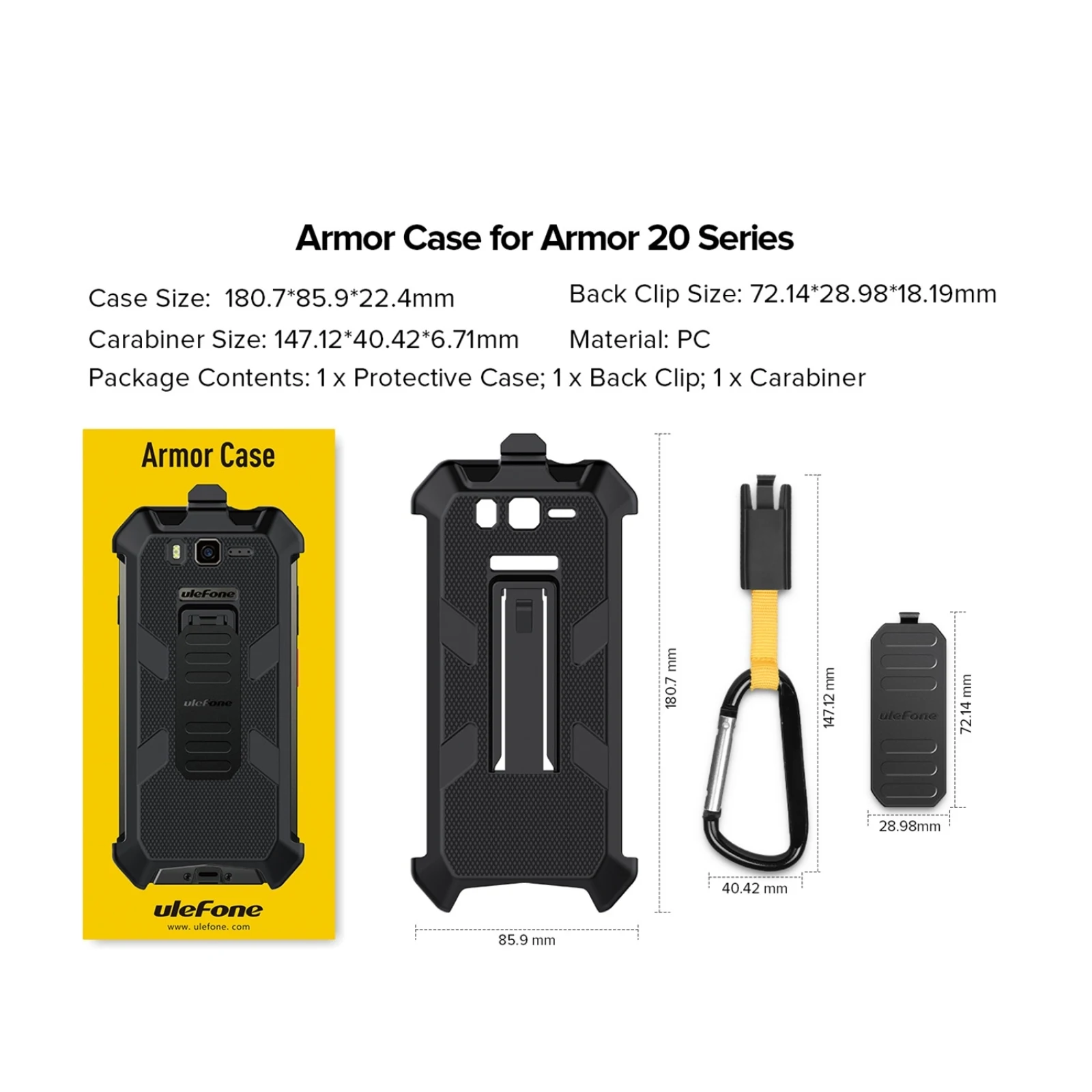 Ulefone Armor 20WT Protective Case Covers Ulefone Back Clip Phone Case with Carabiner