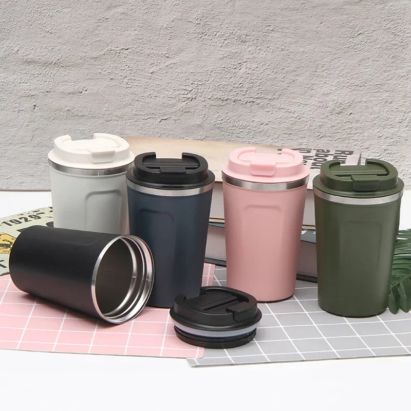 380/510ml Travel Stainless Steel Coffee Cup Thermal Mug Leak-Proof Vacuum Flask Insulated Cup for Tea and Coffee Insulated water bottles Practical Beach Essentials