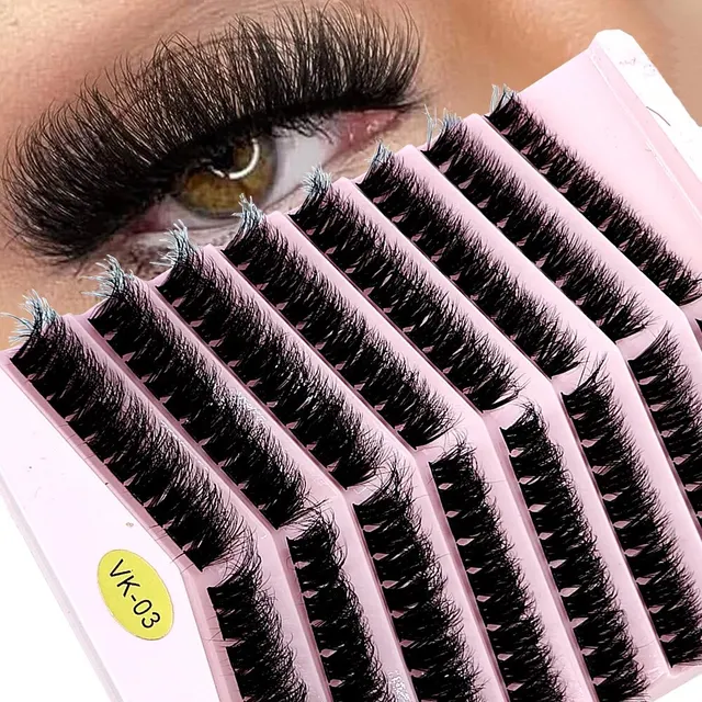 New 8 Rows Mink Eyelashes Natural Bundles Eyelash Extension 3D Russia Volume Individual Eyelash Cluster Makeup Tools Lashes