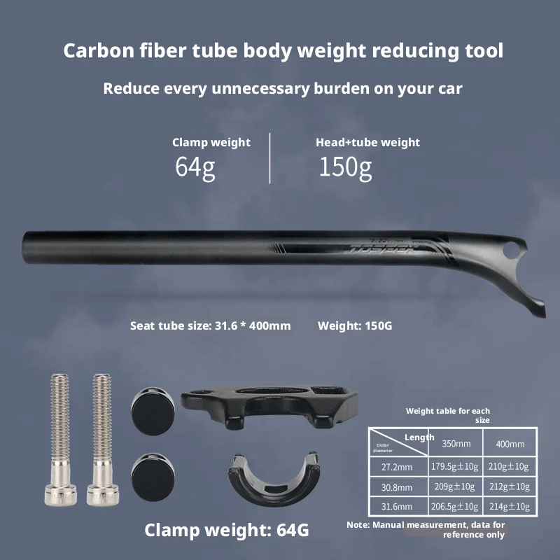 MTB 로드 바이크 카본 카누 시트 포스트 27.2, 매트 블랙, 31.6mm 길이, 400mm, 시트 포스트 튜브, 자전거 부품