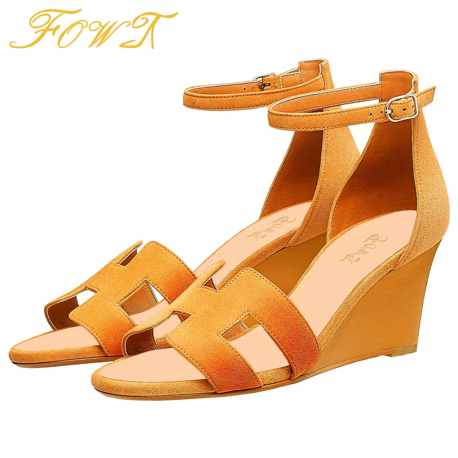 

Женские босоножки на высокой танкетке, с открытым носком