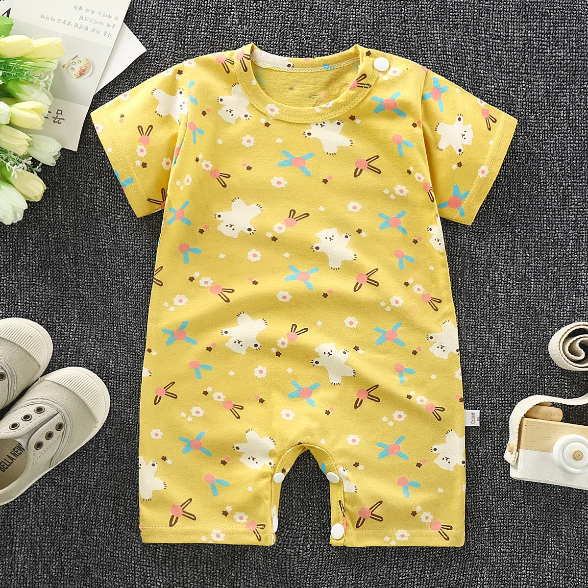 Baby Rompers Summer Style Powered Baby Boy Girl Clothing Newborn Infant giraffe Short Sleeve Clothes 3-6-9-12-18 Months cheap baby bodysuits	