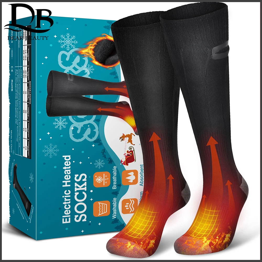 

Upgraded Heated Socks Washable Double Layered Hot Compress Adjustable Winter Warm Cotton for Men Women Rechargeable