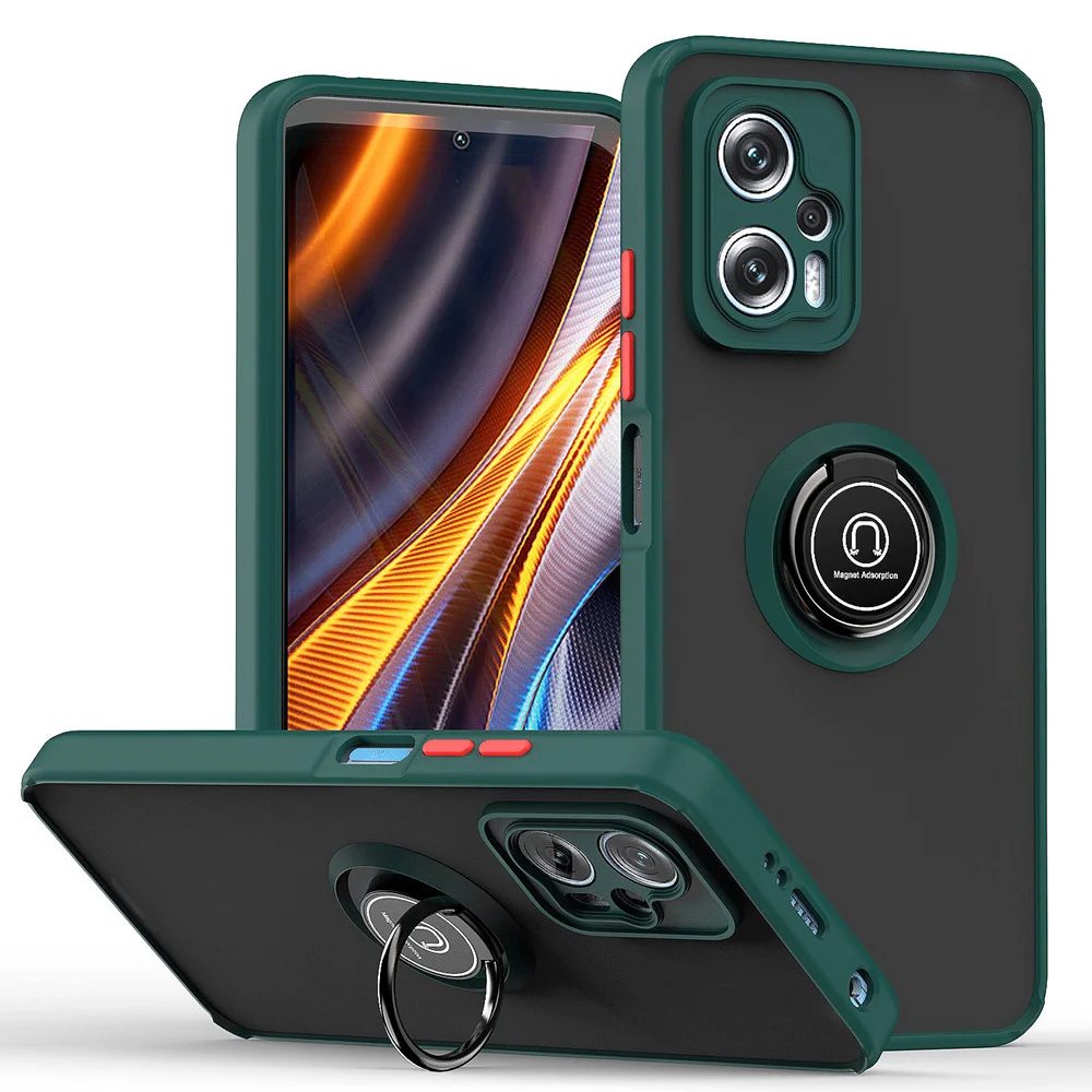 Custodia opaca alla moda KEYSION per Xiaomi POCO X4 GT X4 Pro 5G X3 NFC Custodia trasparente antiurto per telefono ad anello per Redmi Note_voghion.com