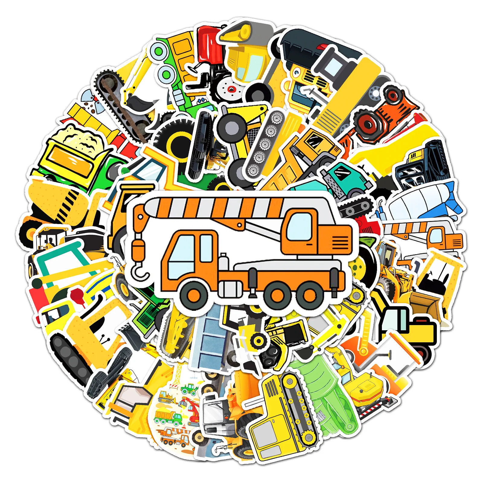 10/30/50 Construction Vehicle Graffiti Stickers, Cartoon Children Hand Account Stickers DIY Skateboard Luggage Stickers Waterpro