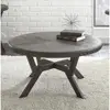 Contemporary Metal Round Coffee Table in Weathered Gray 2