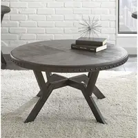 Contemporary Metal Round Coffee Table in Weathered Gray 2