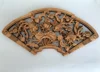 Fan-Shaped Wood Carving Decorations, Exquisite Home Crafts Decorations, Auspicious dragons and phoenix 3