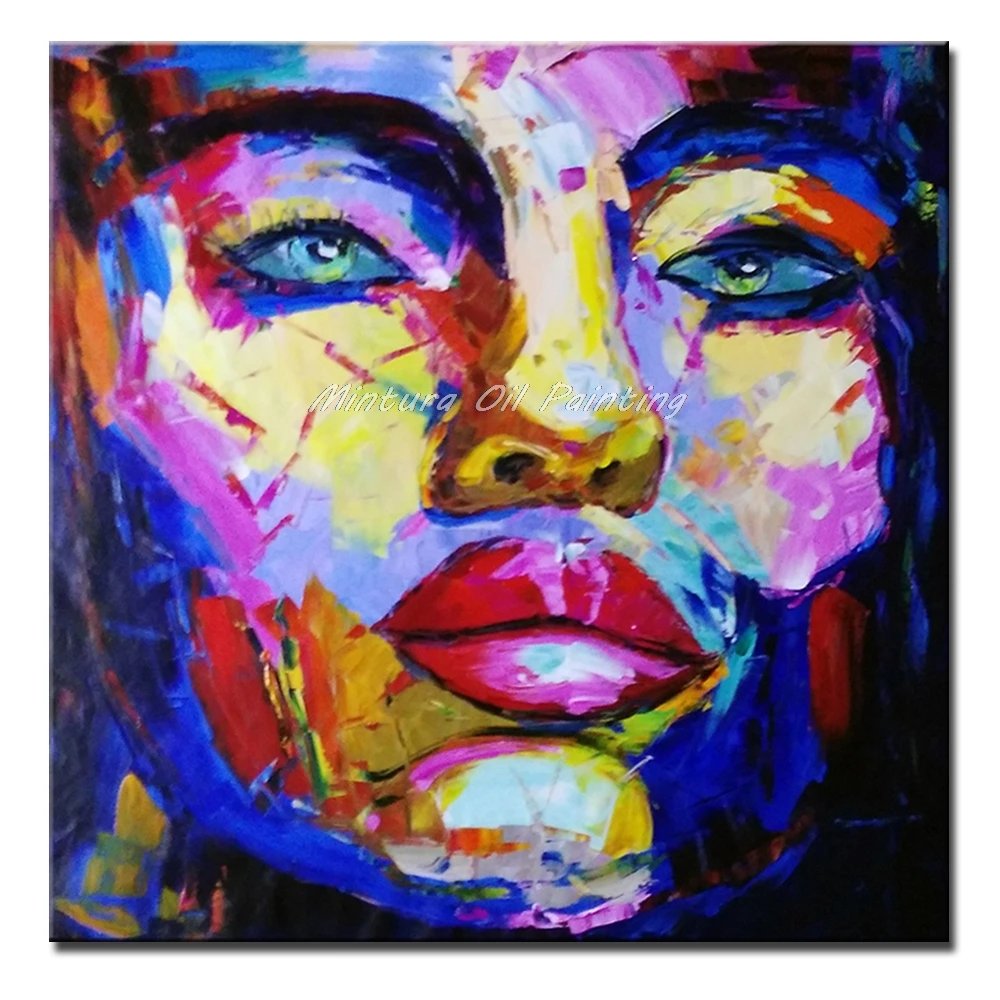 

Mintura,Art Hand-Painted Thick Face Oil Painting on Canvas,Abstract Figure Pictures Wall Paintings for Living Room Wall Decor