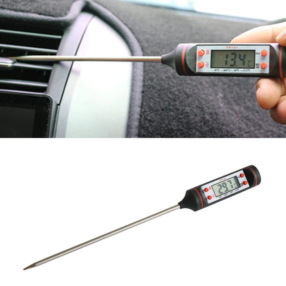 Car Air Condition Outlet Thermometer With Long Probe LCD Display Digital Temperature Gauge Check Air Conditioning Thermometer Digital Thermometer