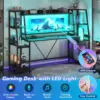 SEDETA Gaming Desk 78.8'' with LED Lights Hutch and Storage Shelves Computer Desk with Monitor Stand Large PC Gamer Desk 6