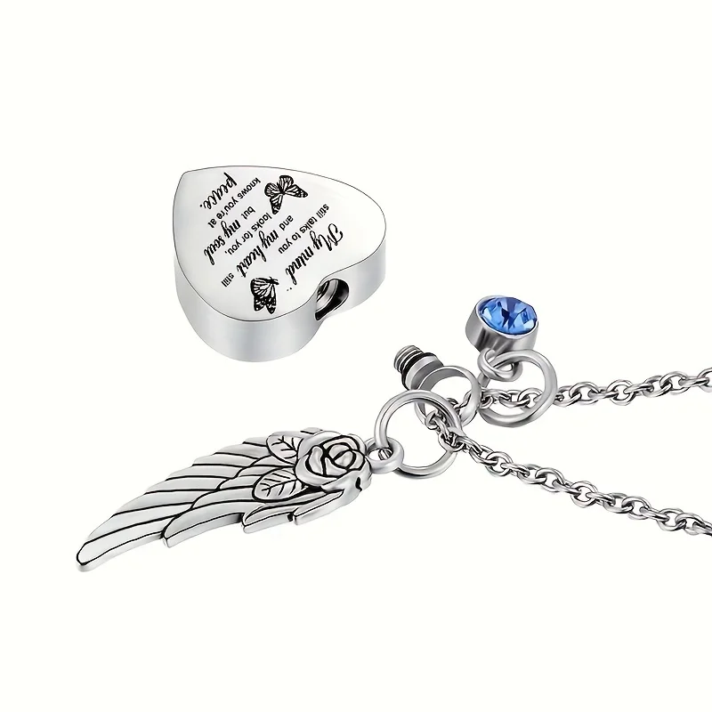 Heart Cremation Necklace for Ashes Cremation Jewelry with 12 Birthstones Urn Necklace for Ashes-My Mind Still Talks to You...