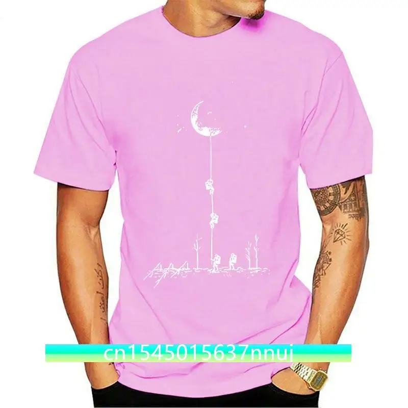 

New Popular Creative Space Casual Men T Shirt Crew Neck Climb The Moon Men Tshirt Tops Tee Loose T-Shirt Men Tee Shirts