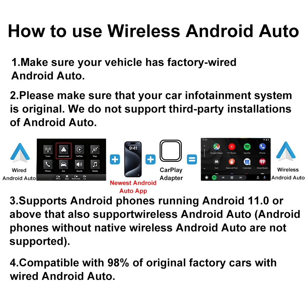 Adaptador 2 en 1 CarPlay/Android Auto 2026, Dongle de Cable a Inalámbrico para Apple y Android, Plug and Play, Accesorio Universal para Auto, el Más Nuevo 6
