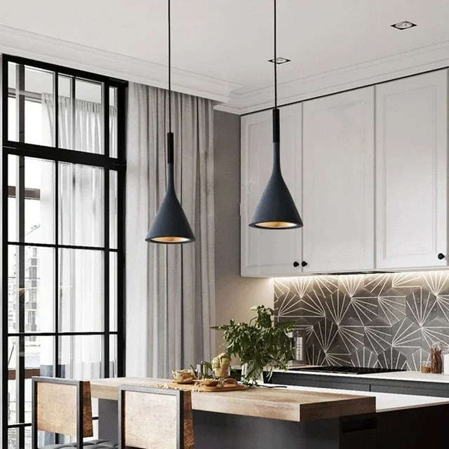 Modern Led Pendant Lights White Light E27 for Kitchen Fixtures Bedroom Table Dining Room Hanging Lamp Lampshade Home Chandelier