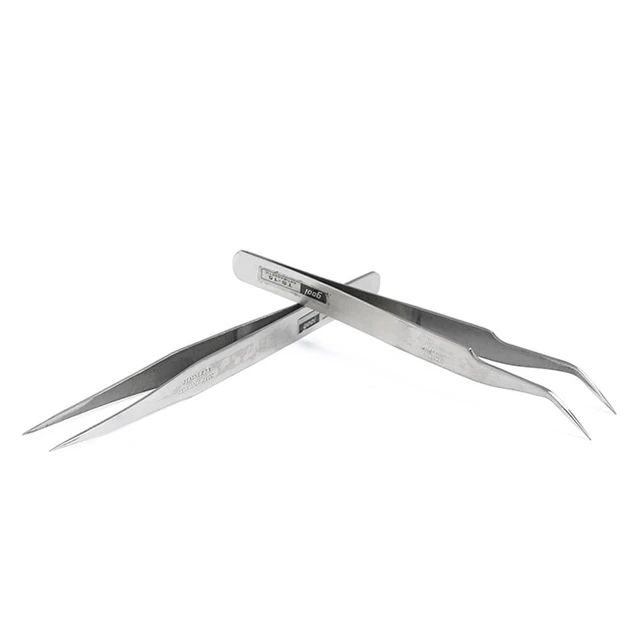 Stainless Steel Precision Straight Tweezers for Crafting Angled