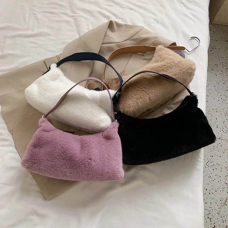 2023 New Shoulder Bag Fashion Winter Plush Bags for Women Daily Commute All-match Underarm Bag Classic Design Women's Aesthetic