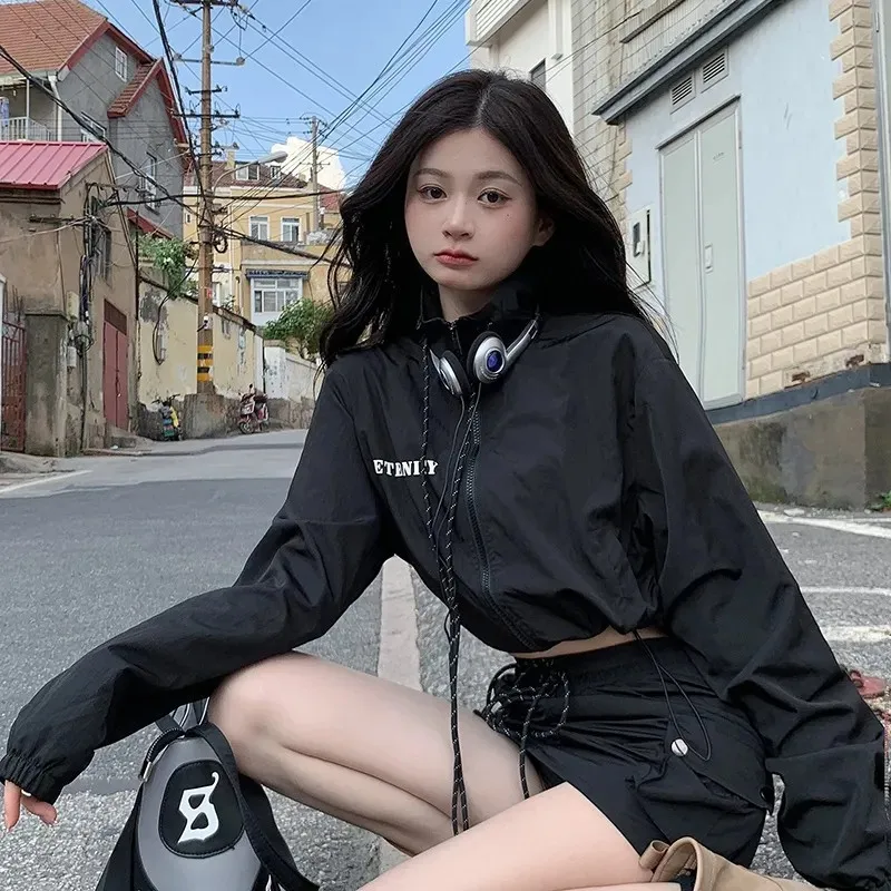 

Spring Women Set Fashion Long Sleeve Jacket and Cargo Skirts 2 Pieces Casual Loose Sports Gothic High Street Clothing Female