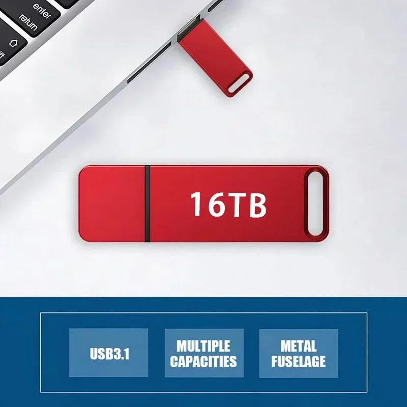 Premium High-Speed Metal USB 3.2 Flash Drive - 8TB Storage Device and Car Music Adapter