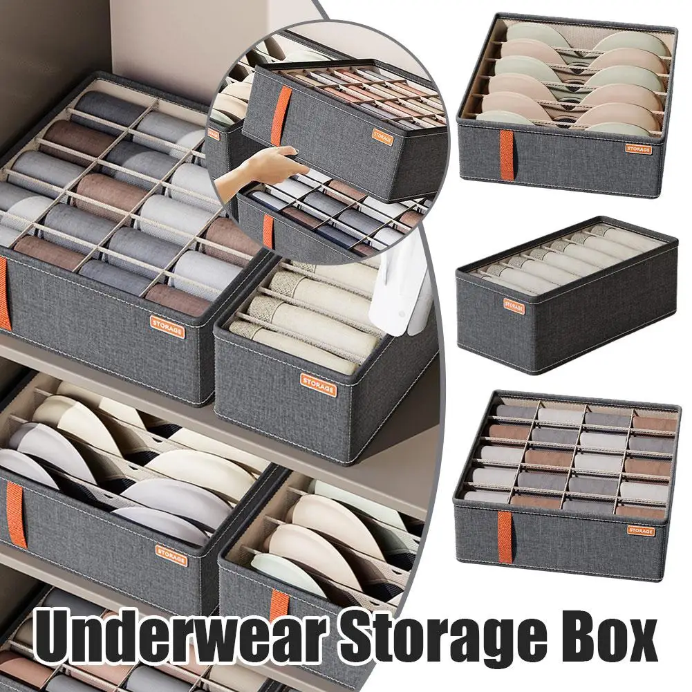 

1pc Dark Grey Underwear Storage Box Socks Underwear Wardrobe Classification Drawer Storage Multifunctional Division Househo S2N7