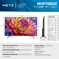 Metz TV 43 55 pouces 4K UHD Smart LED TV Google TV HDR 10 MEMC Dolby Audio Google Cast commande vocale Tuner 43MUF7000Z 55MUF7000Z 6