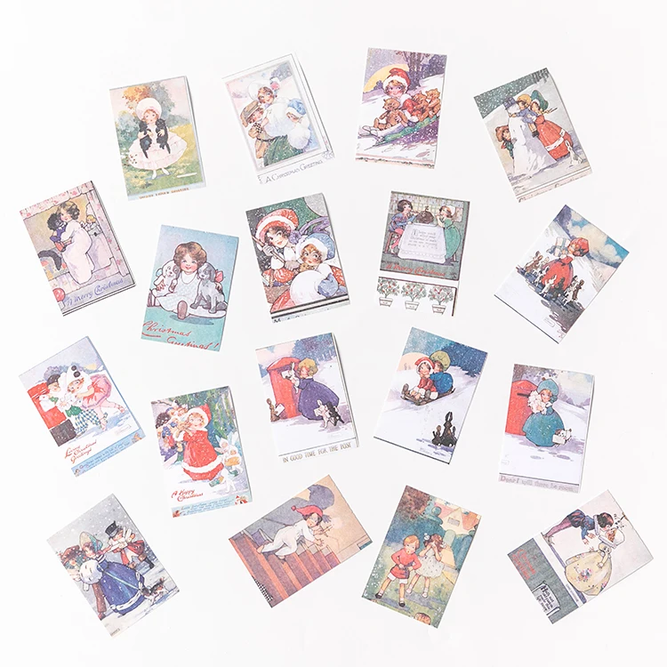 100PCS Vintage Fairy Tale Girl Material Paper DIY Scrapbook Base Collage TAG. Wall Gift Packaging Decoration Mini Material Book