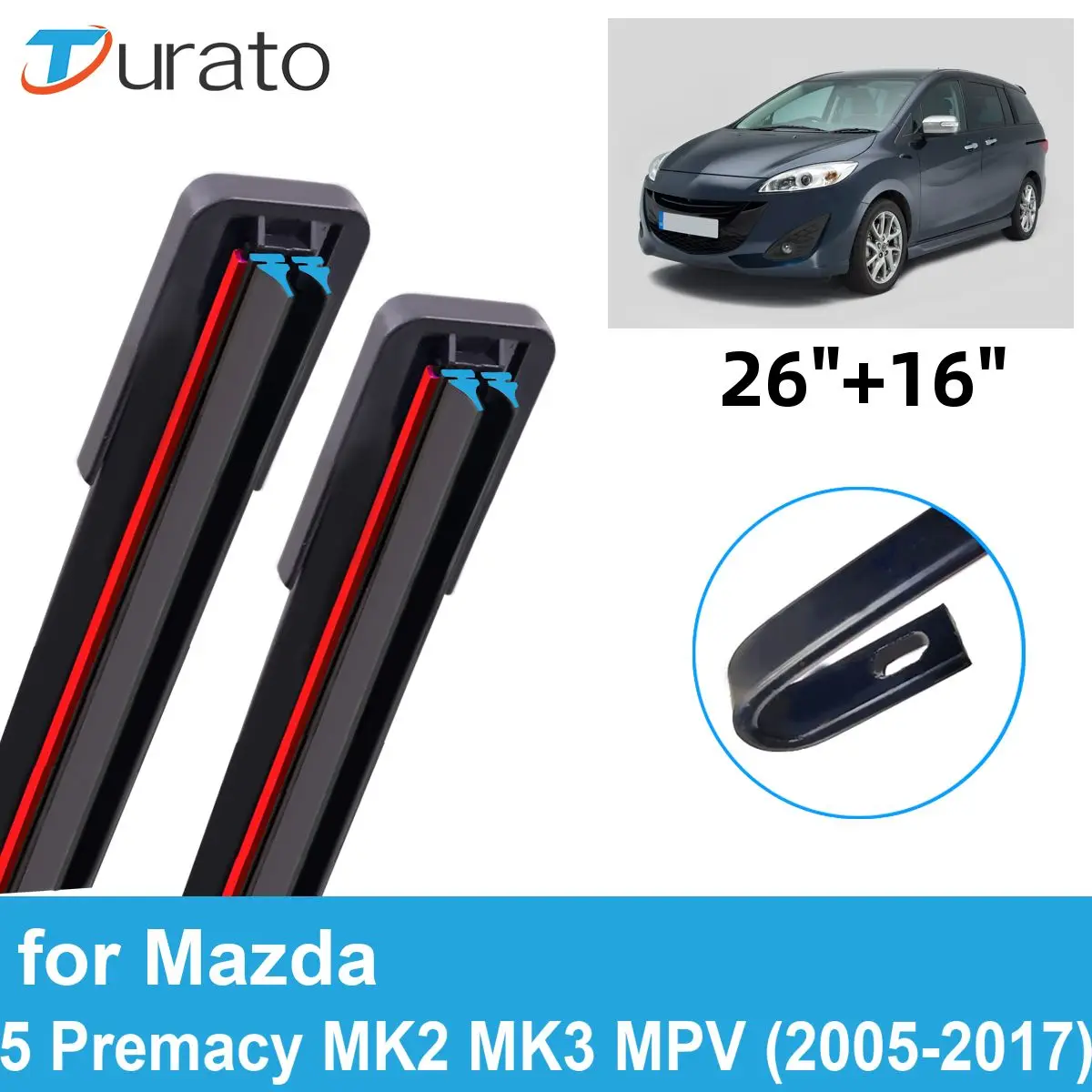 

2 шт., автомобильные щетки стеклоочистителя для Mazda 5 Premacy MK2 MK3 MPV
