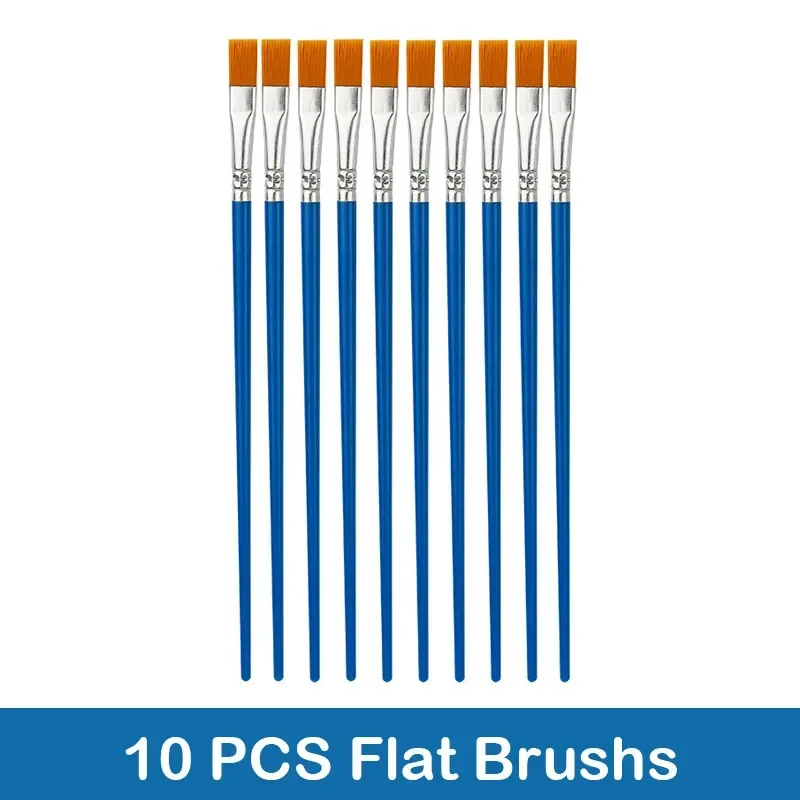Premium Nylon Hair Paint Brush Set - Versatile Round and Flat Brushes for Oil, Acrylic, and Watercolor Painting (10/20/50 Pieces)