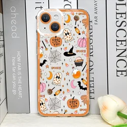 Spooky Cartoon Halloween Pumpkin & Ghost Clear Phone Case - Soft Cover s - iPhone 12 Mini (S - H1489T1)